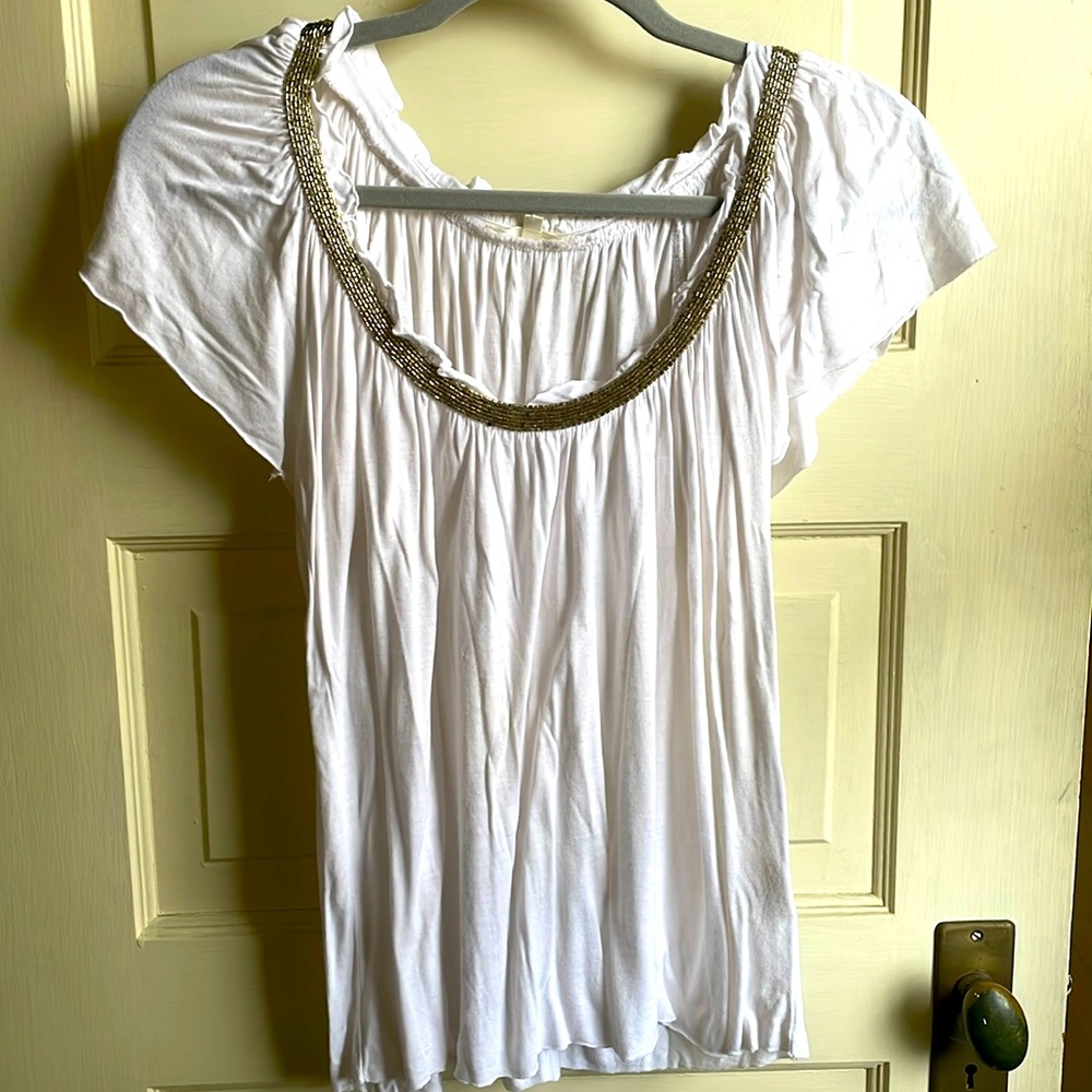 Marty M beaded back white top Sz S
